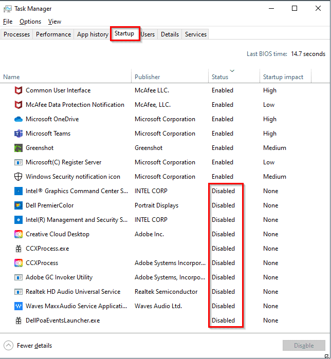 Task Manager Startup