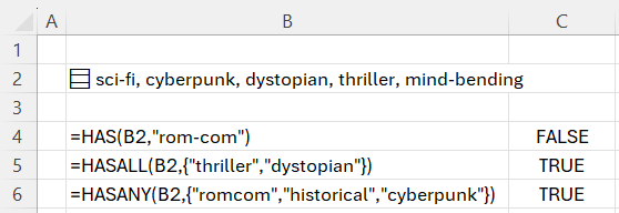 excel has function